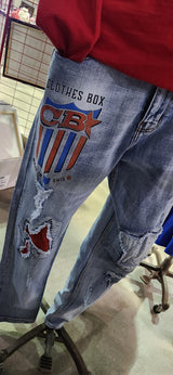 Made in Ohio Blue jeans w/patches