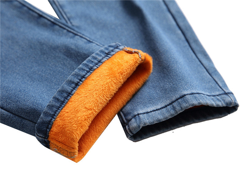 Skinny Jean Men's Straight Pants Basic Brushed